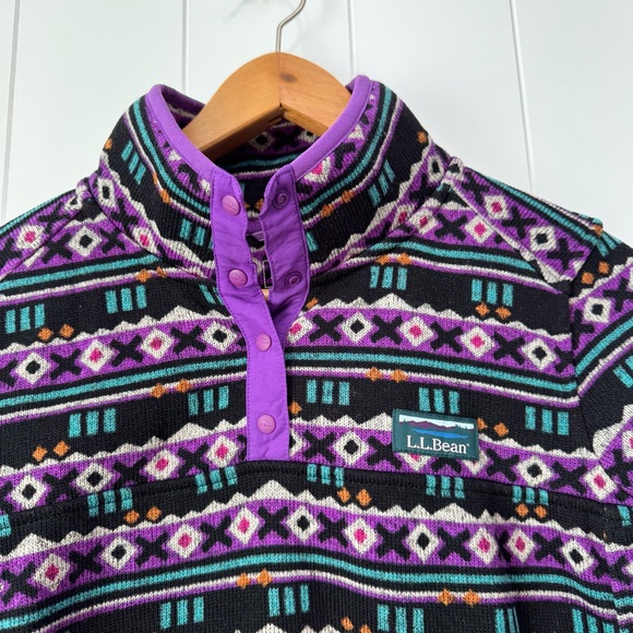 L.L. Bean Women's Sweater Fleece Pullover Mountain Classic Collection Aztec M - Picture 3 of 16